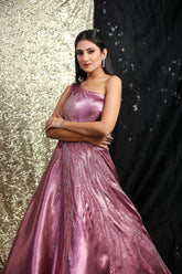 Pink One Shoulder Gown